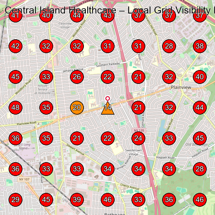 Central Island Healthcare GeoGrid visibility map for Rehabilitation Center in Woodbury